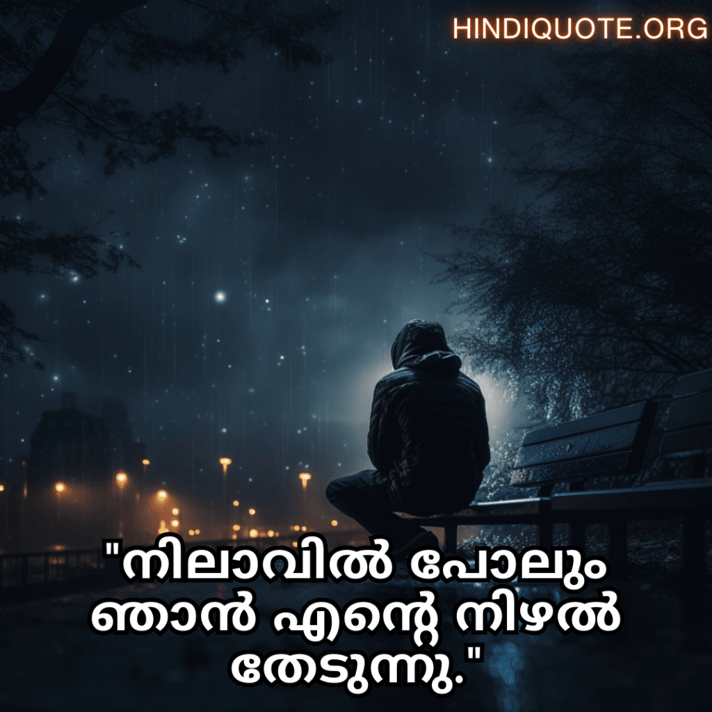 Alone Quotes In Malayalam For Night-Time "നിലാവിൽ പോലും ഞാൻ എന്റെ നിഴൽ തേടുന്നു."