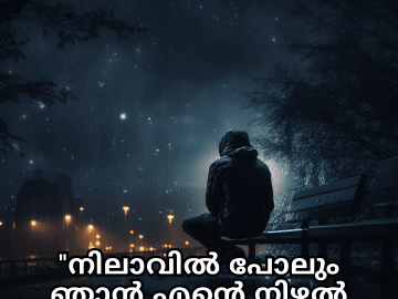 Alone Quotes In Malayalam For Night-Time "നിലാവിൽ പോലും ഞാൻ എന്റെ നിഴൽ തേടുന്നു."