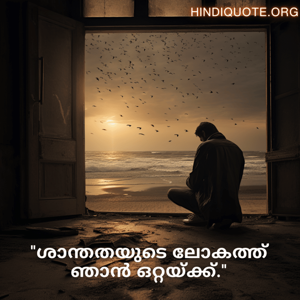 Sad Alone Quotes in Malayalam For Living Alone "ശാന്തതയുടെ ലോകത്ത് ഞാൻ ഒറ്റയ്ക്ക്."