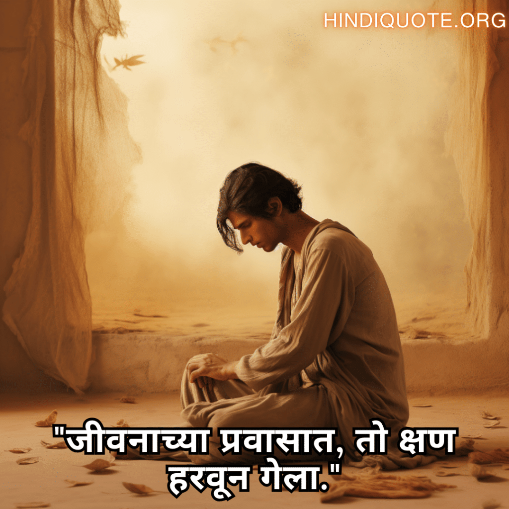 Sad Quotes In Marathi For Dealing With Loss "जीवनाच्या प्रवासात, तो क्षण हरवून गेला."
