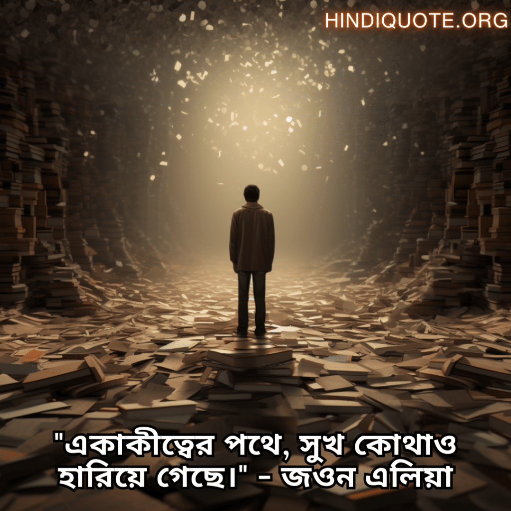 Lonely Quotes In Bengali From Literature "একাকীত্বের পথে, সুখ কোথাও হারিয়ে গেছে।" - জওন এলিয়া