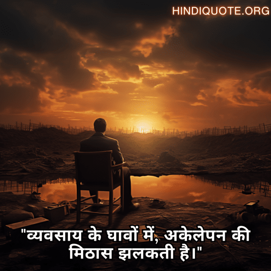 Alone Quotes in Hindi For The Entrepreneur "व्यवसाय के घावों में, अकेलेपन की मिठास झलकती है।"
