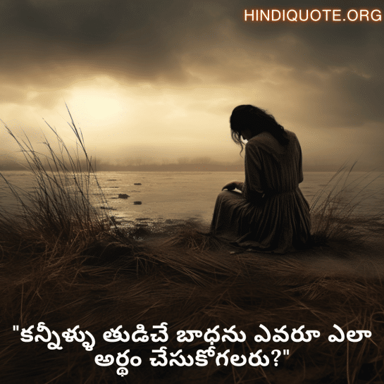 Sad Quotes In Telugu "కన్నీళ్ళు తుడిచే బాధను ఎవరూ ఎలా అర్థం చేసుకోగలరు?"