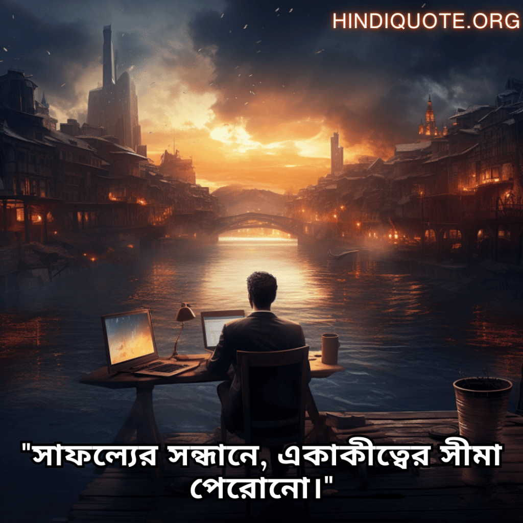 Lonely Quotes In Bengali For The Entrepreneur "সাফল্যের সন্ধানে, একাকীত্বের সীমা পেরোনো।"