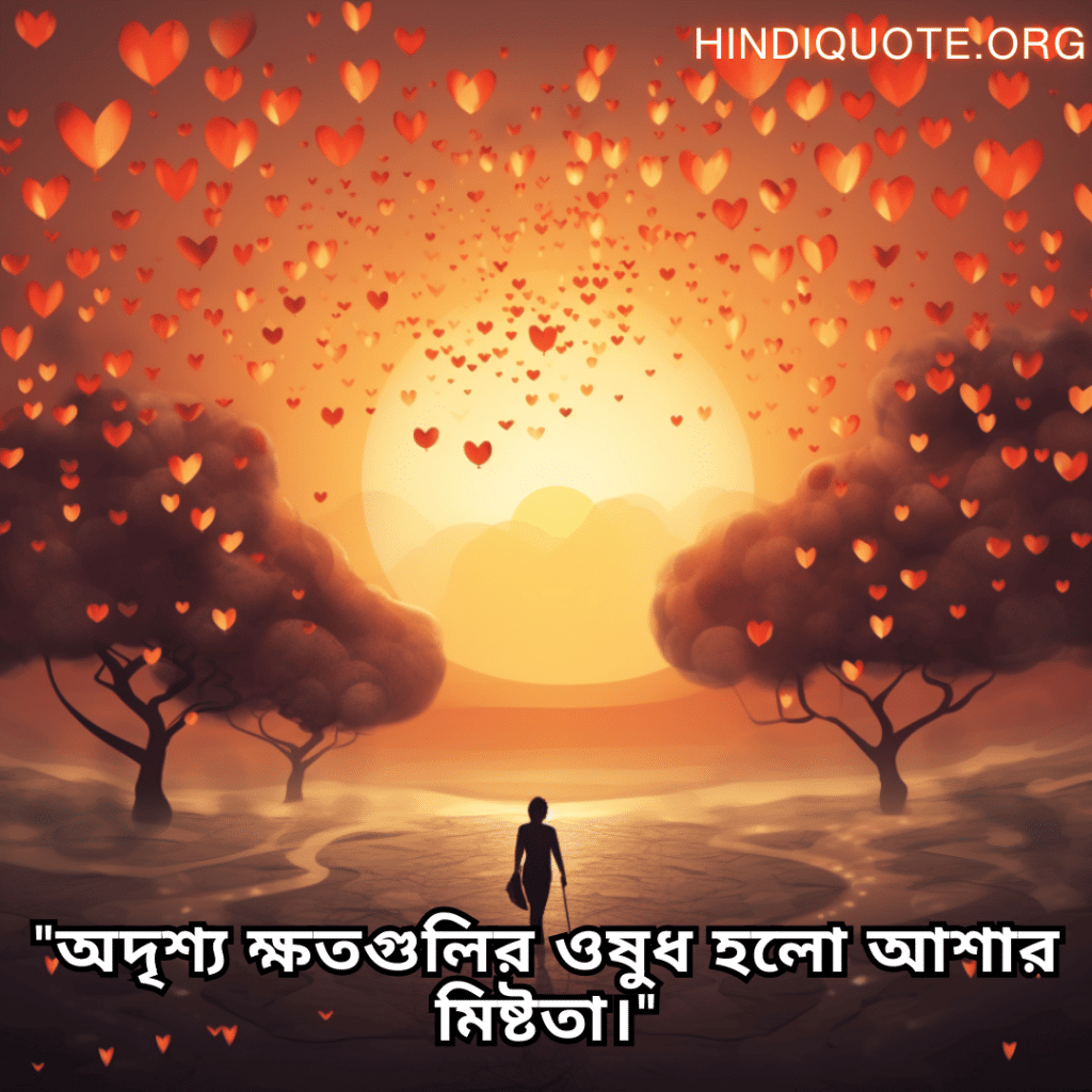 Lonely Quotes In Bengali For Hope And Healing "অদৃশ্য ক্ষতগুলির ওষুধ হলো আশার মিষ্টতা।"