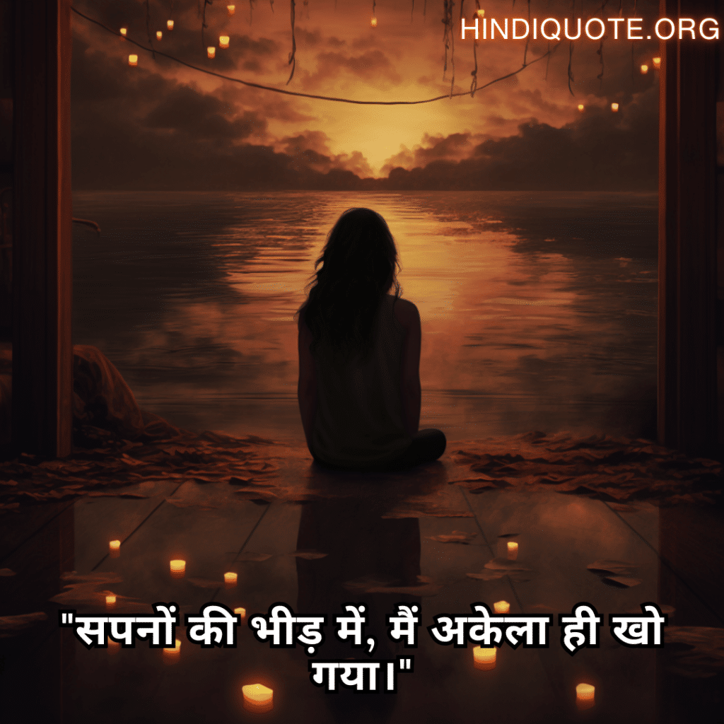 Alone Quotes In Hindi For Introverts "सपनों की भीड़ में, मैं अकेला ही खो गया।"