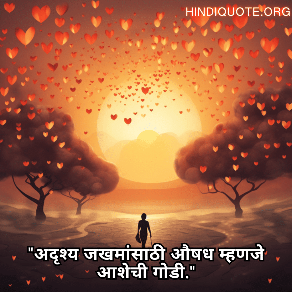 Alone Quotes In Marathi For Hope And Healing "अदृश्य जखमांसाठी औषध म्हणजे आशेची गोडी."