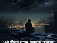 Alone Quotes In Bengali For Night-Time "এই নীরব রাতে, আমার হৃদয়ের প্রতিধ্বনি শোনা যায়।"