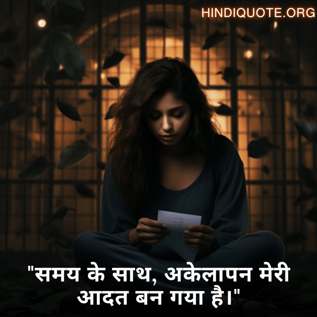Alone Quotes In Hindi For Introverts "समय के साथ, अकेलापन मेरी आदत बन गया है।"