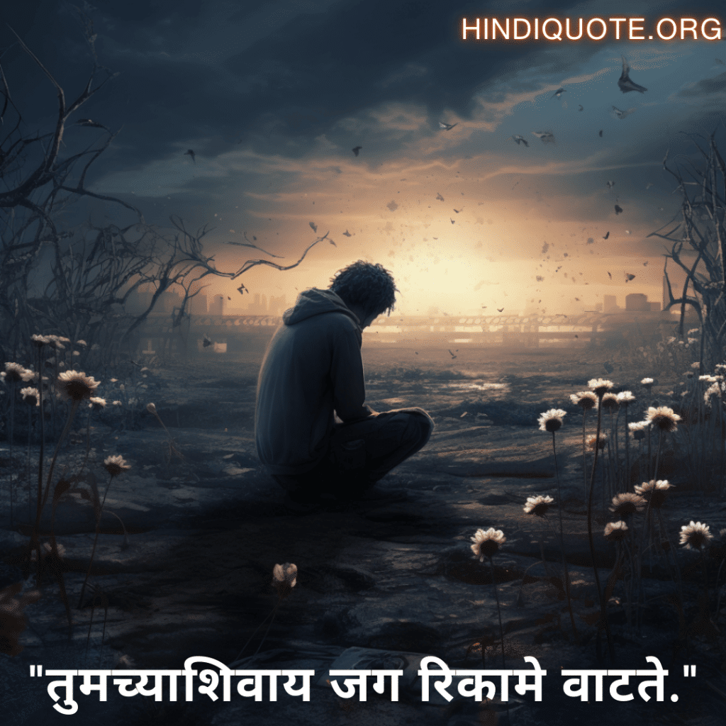 Sad Quotes In Marathi "तुमच्याशिवाय जग रिकामे वाटते."