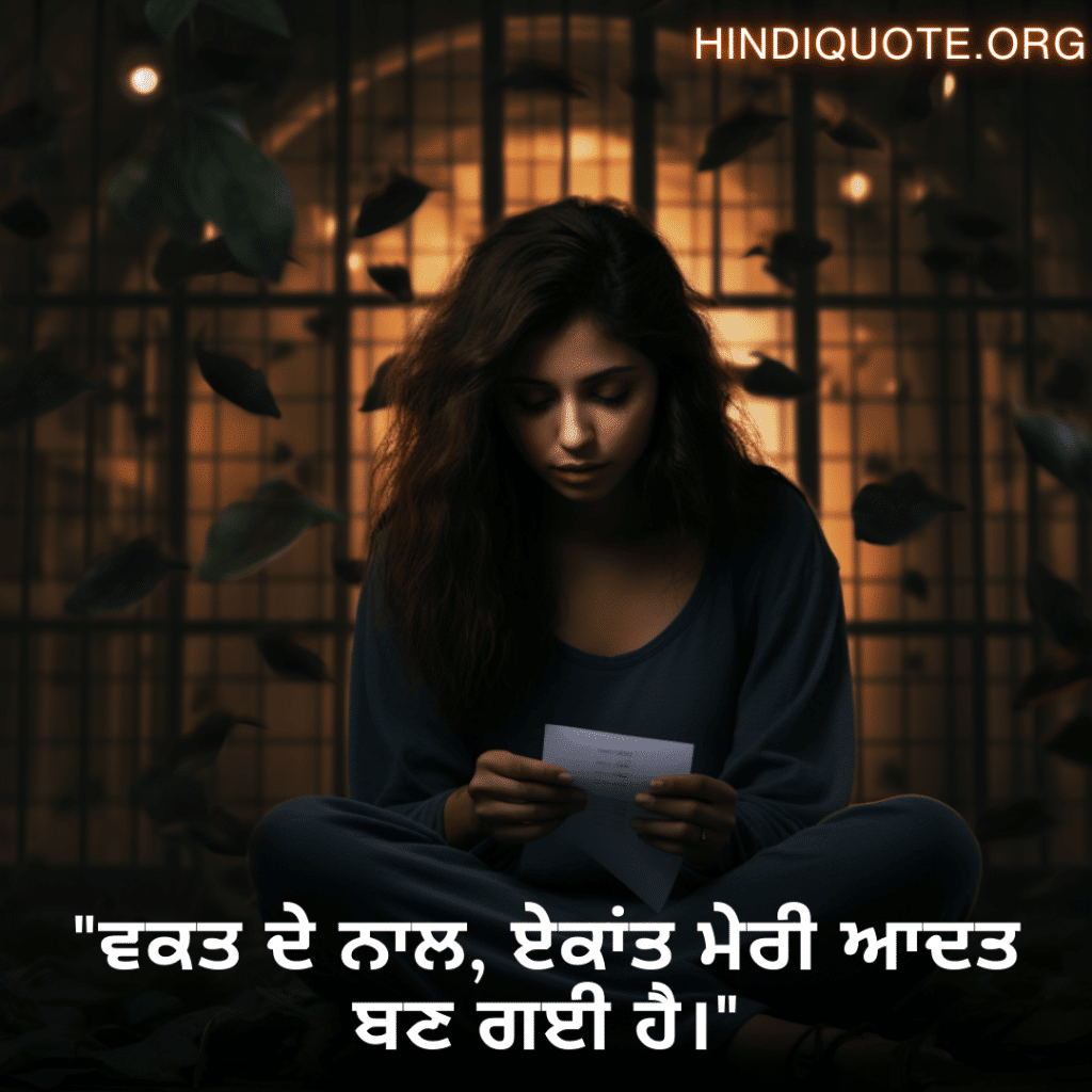 Alone Status In Punjabi For Introverts "ਵਕਤ ਦੇ ਨਾਲ, ਏਕਾਂਤ ਮੇਰੀ ਆਦਤ ਬਣ ਗਈ ਹੈ।"