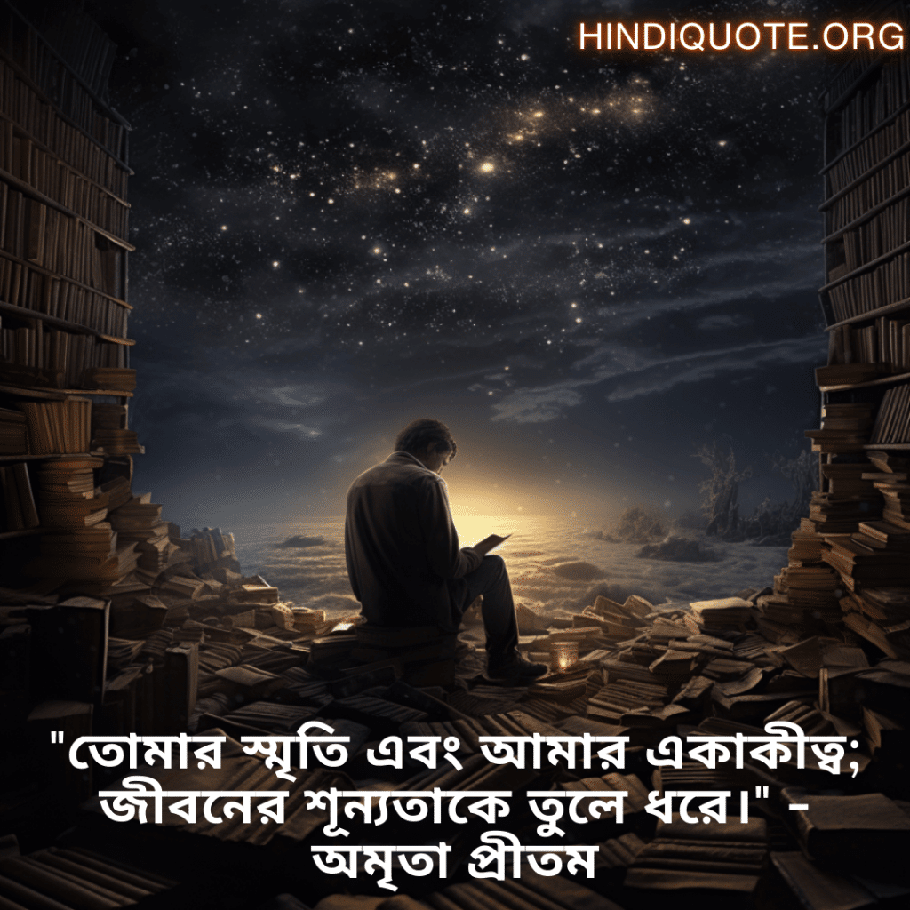 "তোমার স্মৃতি এবং আমার একাকীত্ব; জীবনের শূন্যতাকে তুলে ধরে।" - অমৃতা প্রীতম