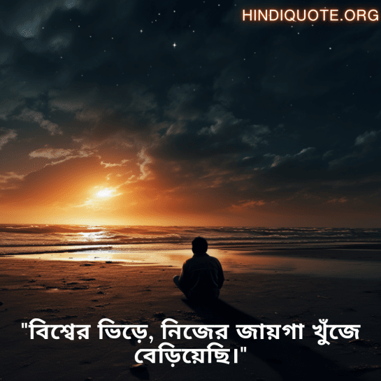 "বিশ্বের ভিড়ে, নিজের জায়গা খুঁজে বেড়িয়েছি।"