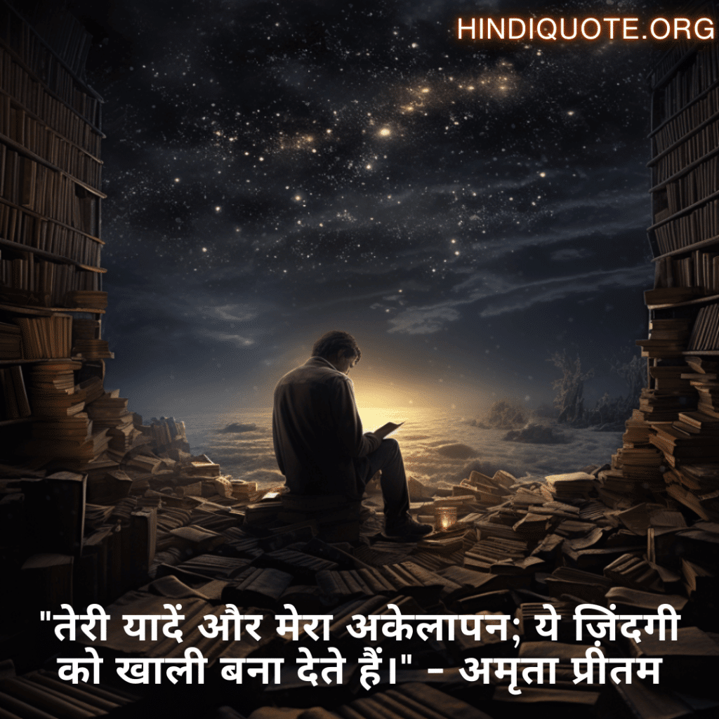 "तेरी यादें और मेरा अकेलापन; ये ज़िंदगी को खाली बना देते हैं।" - अमृता प्रीतम