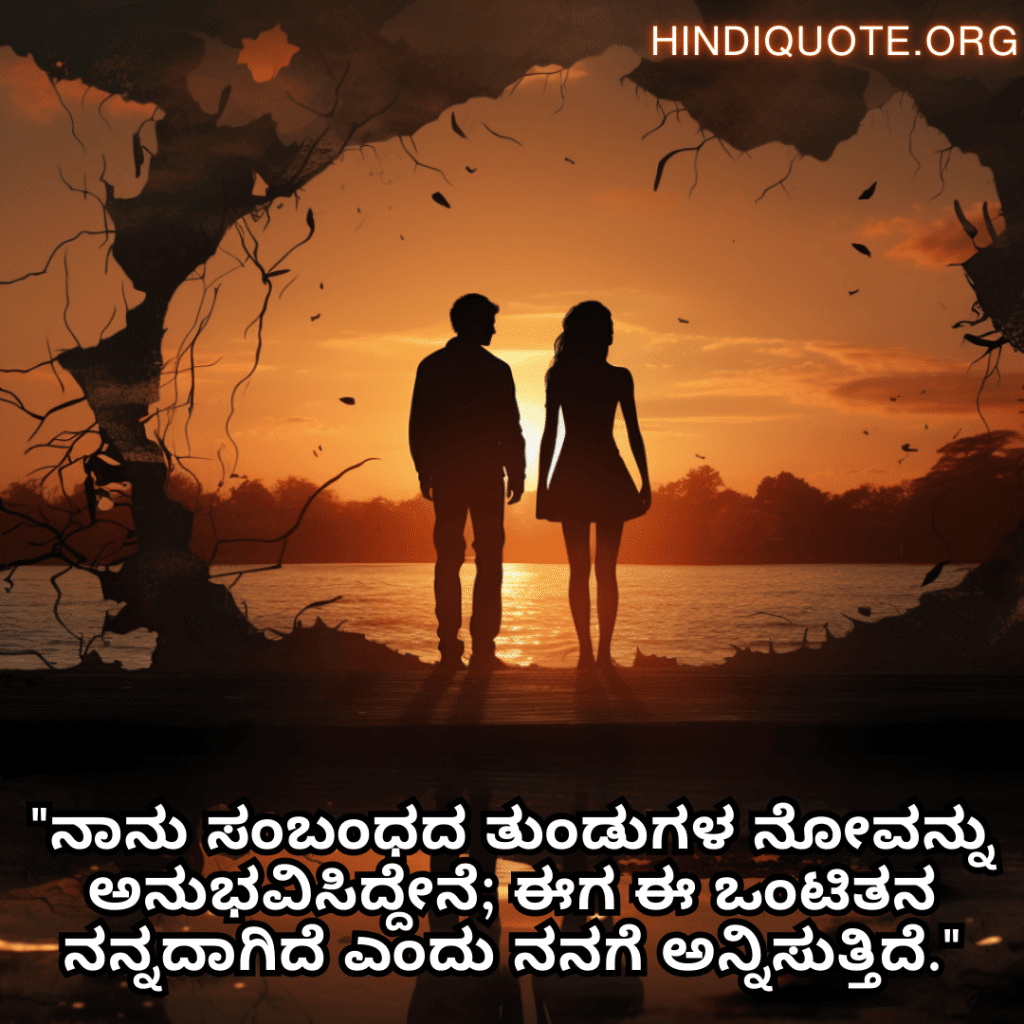 "ನಾನು ಸಂಬಂಧದ ತುಂಡುಗಳ ನೋವನ್ನು ಅನುಭವಿಸಿದ್ದೇನೆ; ಈಗ ಈ ಒಂಟಿತನ ನನ್ನದಾಗಿದೆ ಎಂದು ನನಗೆ ಅನ್ನಿಸುತ್ತಿದೆ."