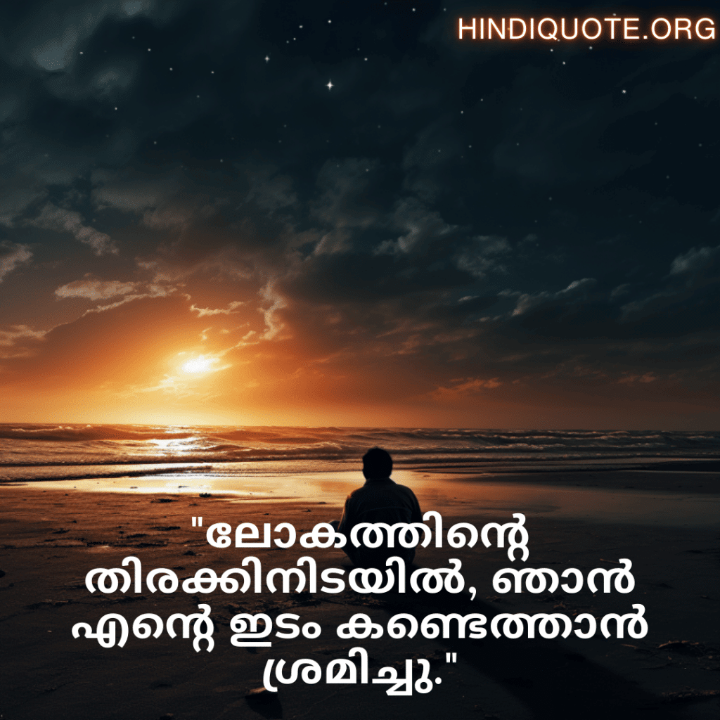"ലോകത്തിന്റെ തിരക്കിനിടയിൽ, ഞാൻ എന്റെ ഇടം കണ്ടെത്താൻ ശ്രമിച്ചു."