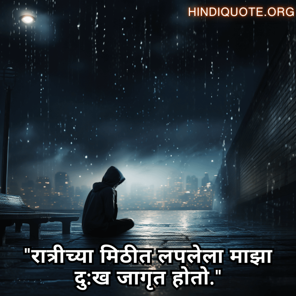 "रात्रीच्या मिठीत लपलेला माझा दु:ख जागृत होतो."