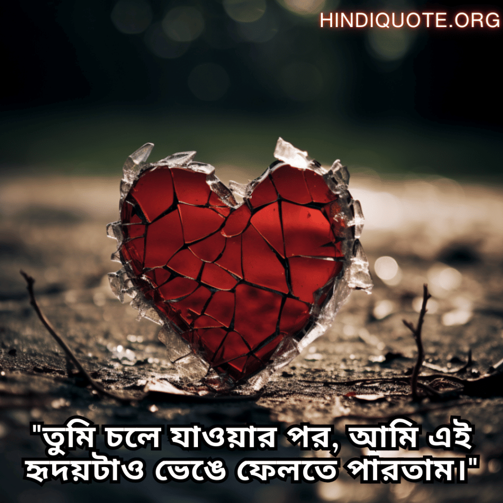 "তুমি চলে যাওয়ার পর, আমি এই হৃদয়টাও ভেঙে ফেলতে পারতাম।"