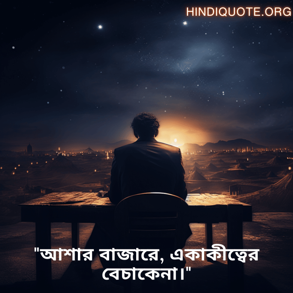"আশার বাজারে, একাকীত্বের বেচাকেনা।"