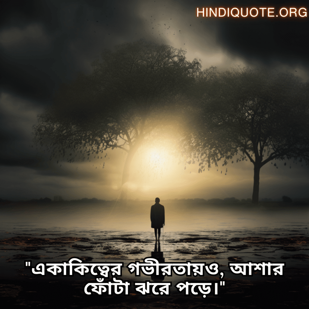 "একাকিত্বের গভীরতায়ও, আশার ফোঁটা ঝরে পড়ে।"