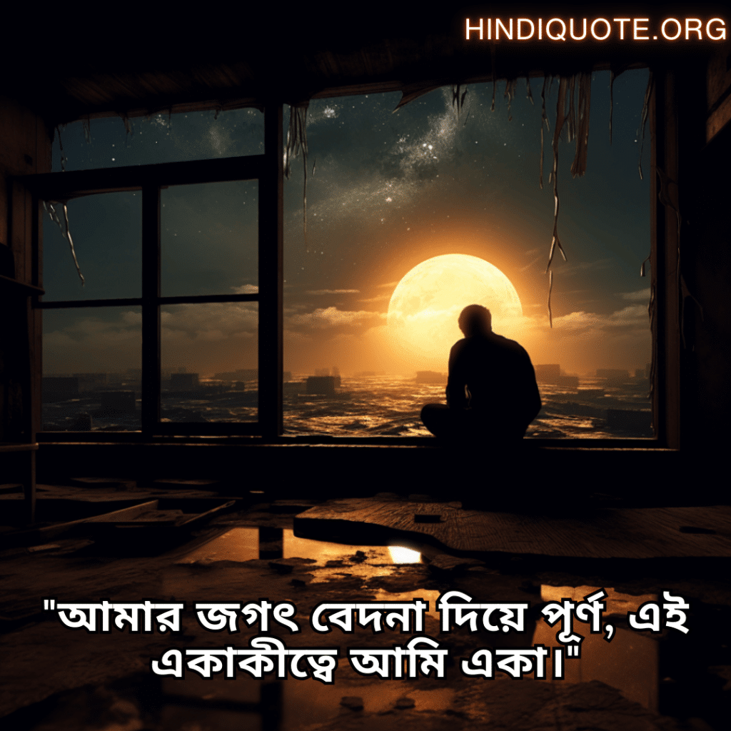 "আমার জগৎ বেদনা দিয়ে পূর্ণ, এই একাকীত্বে আমি একা।"