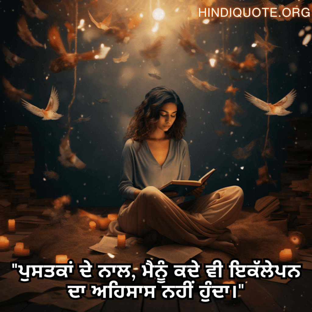 "ਪੁਸਤਕਾਂ ਦੇ ਨਾਲ, ਮੈਨੂੰ ਕਦੇ ਵੀ ਇਕੱਲੇਪਨ ਦਾ ਅਹਿਸਾਸ ਨਹੀਂ ਹੁੰਦਾ।"