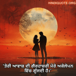 "ਤੇਰੀ ਆਵਾਜ਼ ਦੀ ਗੈਰਹਾਜ਼ਰੀ ਮੇਰੇ ਅਕੇਲੇਪਨ ਵਿੱਚ ਗੂੰਜਦੀ ਹੈ।"