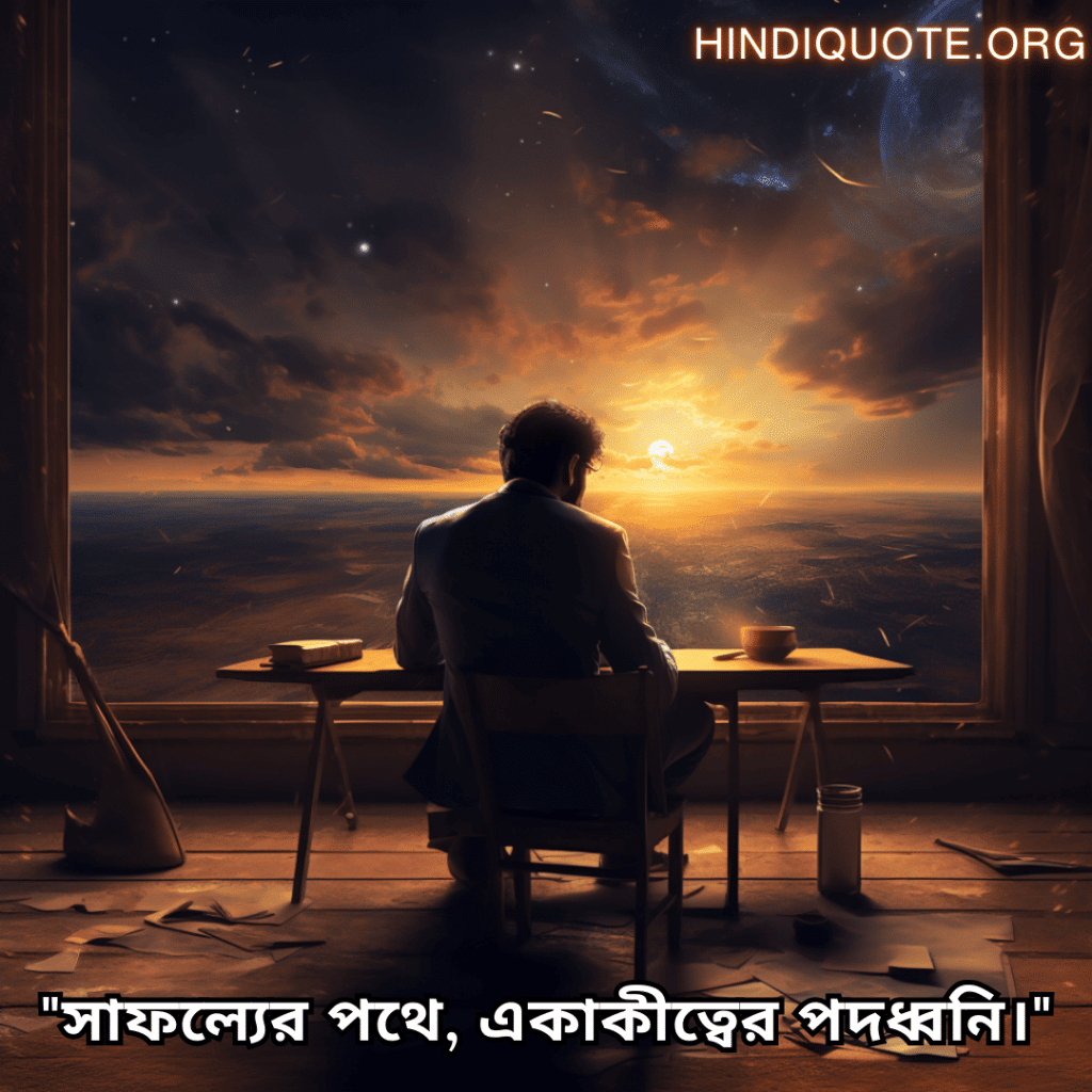 "সাফল্যের পথে, একাকীত্বের পদধ্বনি।"