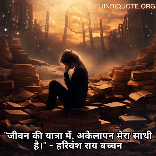 "जीवन की यात्रा में, अकेलापन मेरा साथी है।" - हरिवंश राय बच्चन