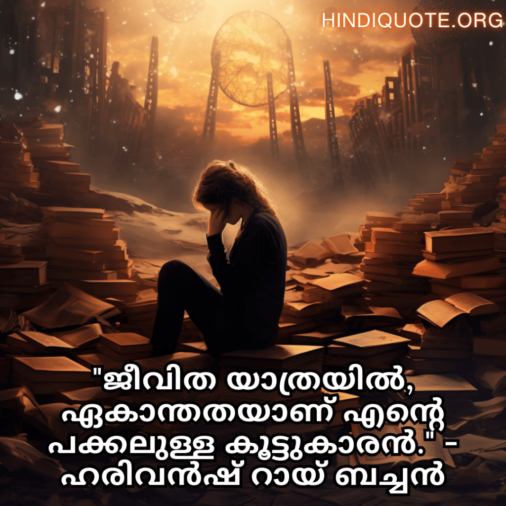 "ജീവിത യാത്രയിൽ, ഏകാന്തതയാണ് എന്റെ പക്കലുള്ള കൂട്ടുകാരൻ." - ഹരിവൻഷ് റായ് ബച്ചൻ