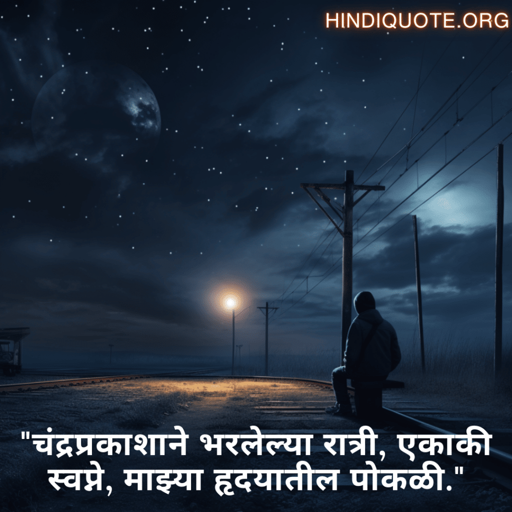 "चंद्रप्रकाशाने भरलेल्या रात्री, एकाकी स्वप्ने, माझ्या हृदयातील पोकळी."