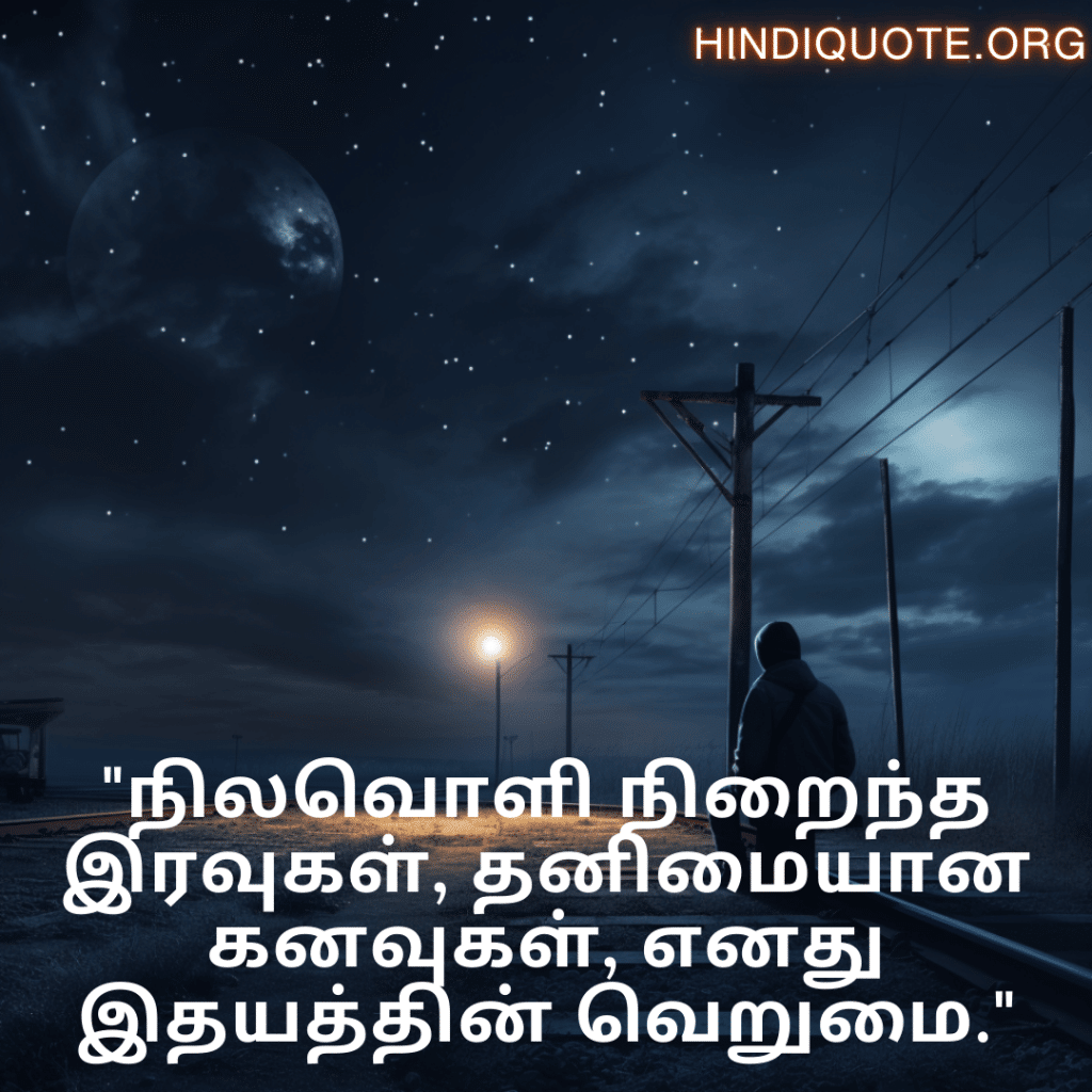 "நிலவொளி நிறைந்த இரவுகள், தனிமையான கனவுகள், எனது இதயத்தின் வெறுமை."