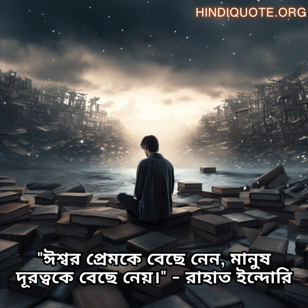"ঈশ্বর প্রেমকে বেছে নেন, মানুষ দূরত্বকে বেছে নেয়।" - রাহাত ইন্দোরি
