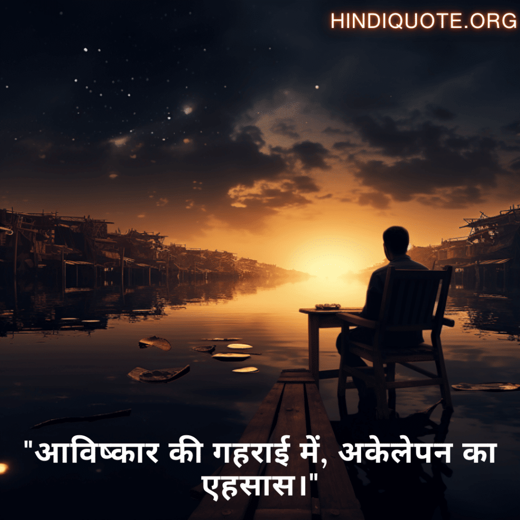 "आविष्कार की गहराई में, अकेलेपन का एहसास।"