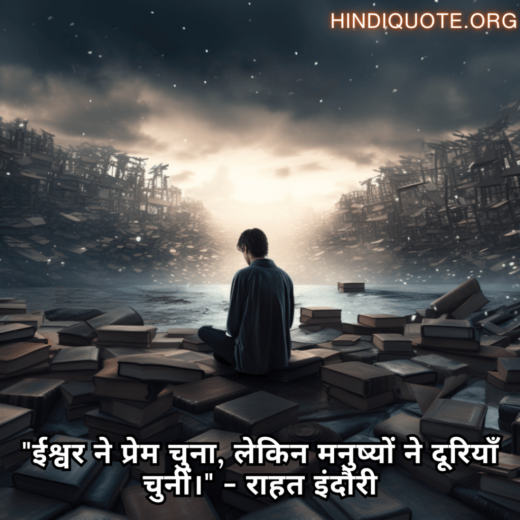 "ईश्वर ने प्रेम चुना, लेकिन मनुष्यों ने दूरियाँ चुनीं।" - राहत इंदौरी