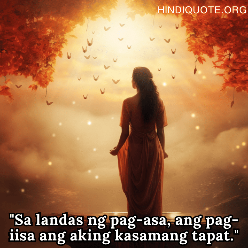 "Sa landas ng pag-asa, ang pag-iisa ang aking kasamang tapat."