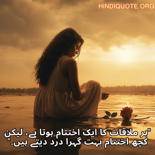 "ہر ملاقات کا ایک اختتام ہوتا ہے، لیکن کچھ اختتام بہت گہرا درد دیتے ہیں۔"