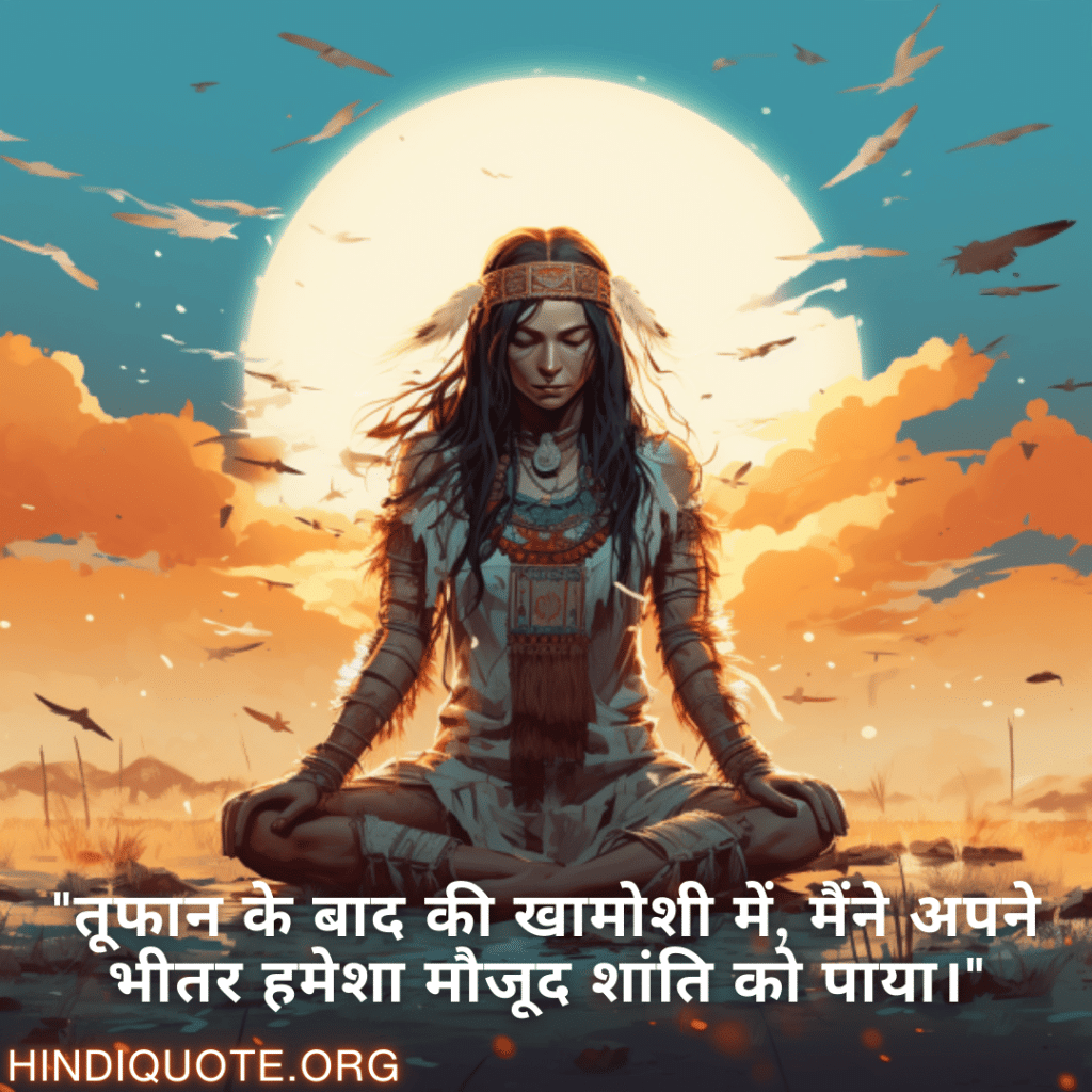 Breakup Quotes In Hindi On Finding Peace "तूफान के बाद की खामोशी में, मैंने अपने भीतर हमेशा मौजूद शांति को पाया।"