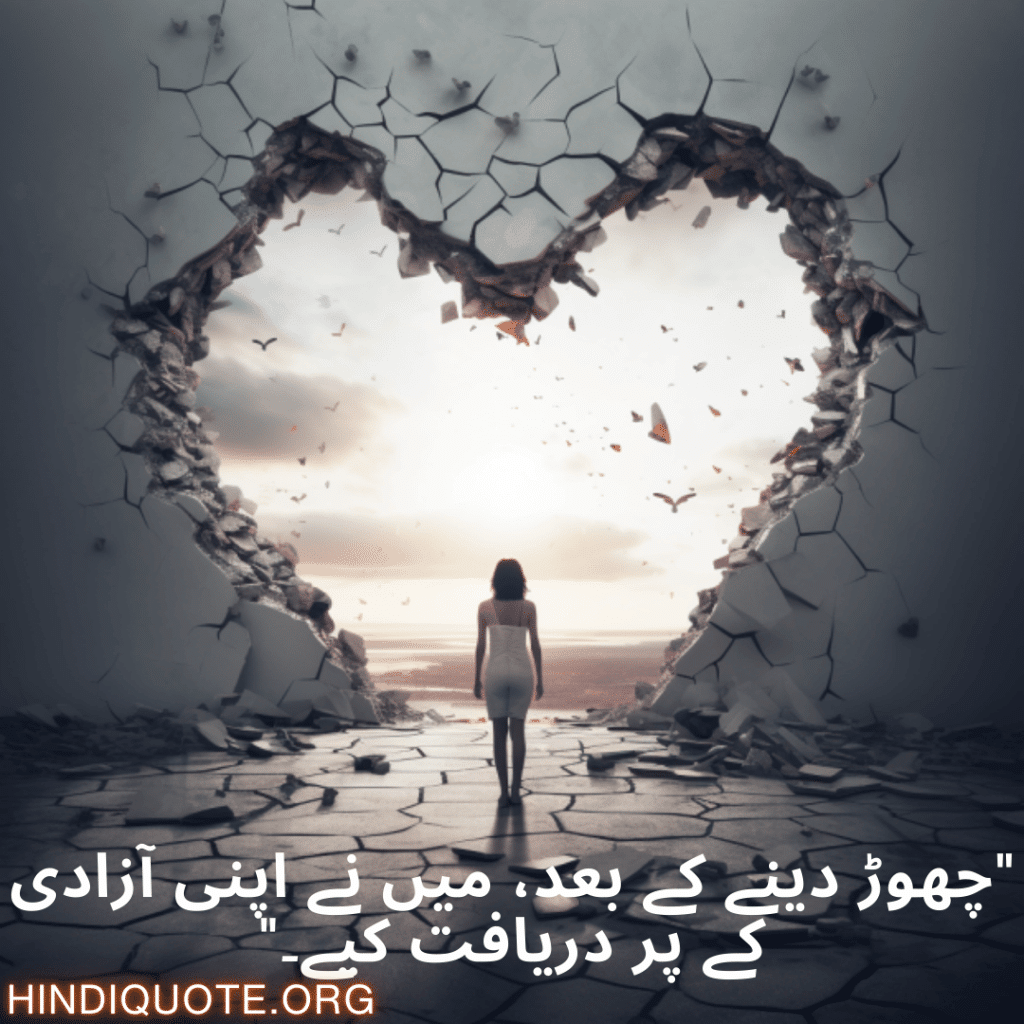 Breakup Shayari In Urdu On Finding Independence "چھوڑ دینے کے بعد، میں نے اپنی آزادی کے پر دریافت کیے۔"