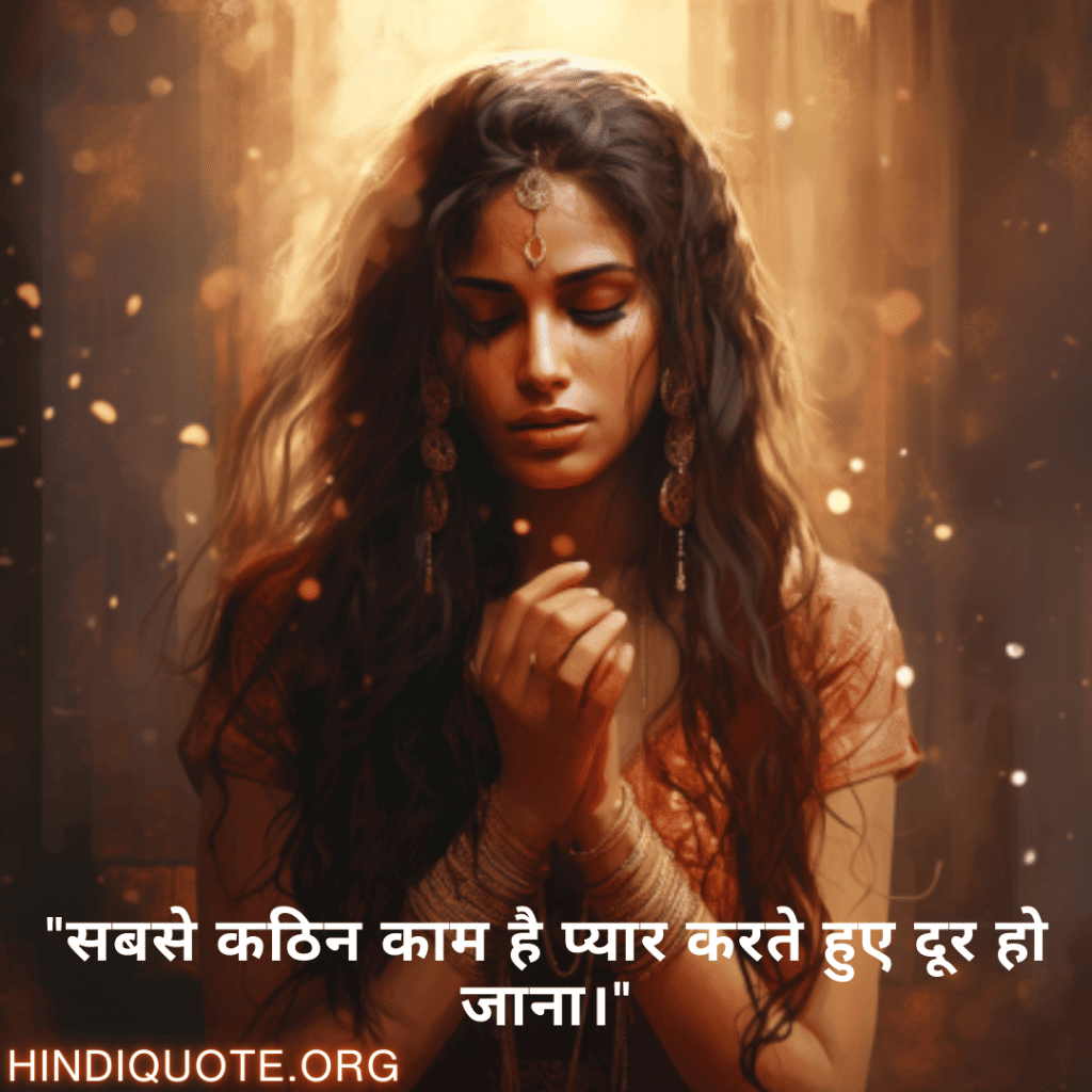 Breakup Shayari On Deep Pain "सबसे कठिन काम है प्यार करते हुए दूर हो जाना।"