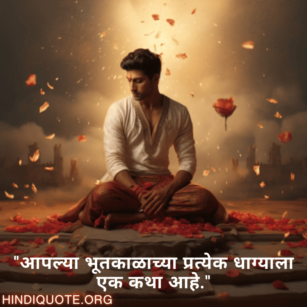 Breakup Quotes In Marathi On Cherished Memories "आपल्या भूतकाळाच्या प्रत्येक धाग्याला एक कथा आहे."