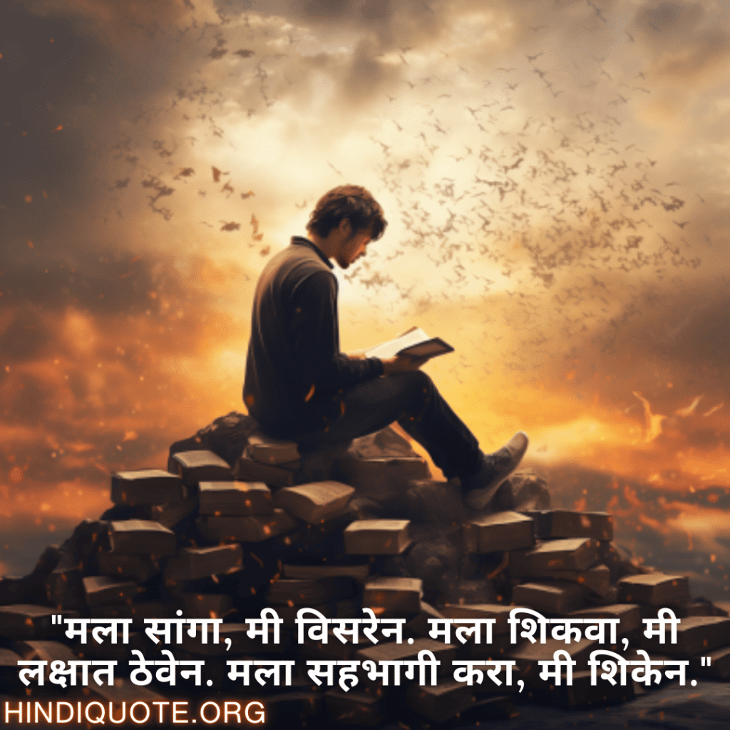 Learning Attitude Status In Marathi "मला सांगा, मी विसरेन. मला शिकवा, मी लक्षात ठेवेन. मला सहभागी करा, मी शिकेन."