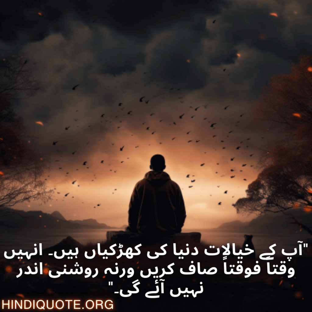 Understanding Attitude Shayari In Urdu "آپ کے خیالات دنیا کی کھڑکیاں ہیں۔ انہیں وقتاً فوقتاً صاف کریں ورنہ روشنی اندر نہیں آئے گی۔"