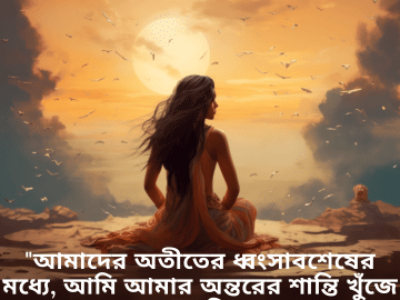 Breakup Quotes In Bengali On Finding Peace "আমাদের অতীতের ধ্বংসাবশেষের মধ্যে, আমি আমার অন্তরের শান্তি খুঁজে পেয়েছি।"