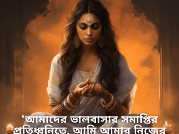 Breakup Quotes In Bengali On Self-Discovery "আমাদের ভালবাসার সমাপ্তির প্রতিধ্বনিতে, আমি আমার নিজের কণ্ঠস্বর আরও স্পষ্টভাবে শুনেছি।"