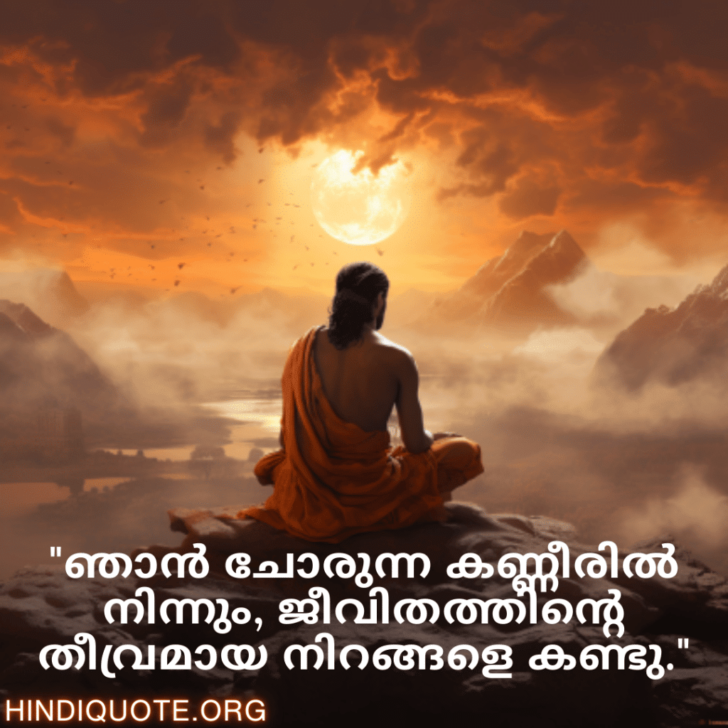 Breakup Quotes In Malayalam On Being Insightful "ഞാൻ ചോരുന്ന കണ്ണീരിൽ നിന്നും, ജീവിതത്തിന്റെ തീവ്രമായ നിറങ്ങളെ കണ്ടു."