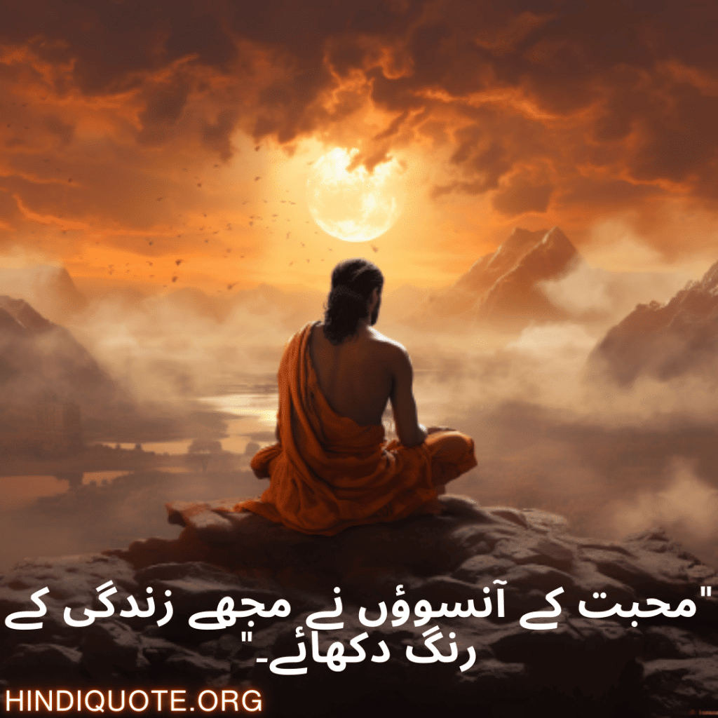 Breakup Shayari In Urdu On Being Insightful "محبت کے آنسوؤں نے مجھے زندگی کے رنگ دکھائے۔"