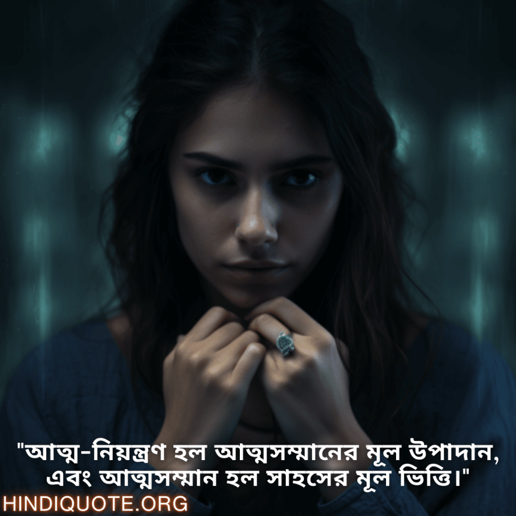 "আত্ম-নিয়ন্ত্রণ হল আত্মসম্মানের মূল উপাদান, এবং আত্মসম্মান হল সাহসের মূল ভিত্তি।"