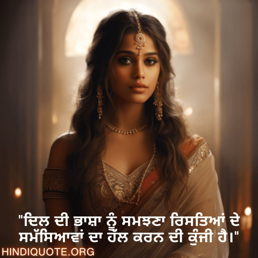 "ਦਿਲ ਦੀ ਭਾਸ਼ਾ ਨੂੰ ਸਮਝਣਾ ਰਿਸਤਿਆਂ ਦੇ ਸਮੱਸਿਆਵਾਂ ਦਾ ਹੱਲ ਕਰਨ ਦੀ ਕੁੰਜੀ ਹੈ।"