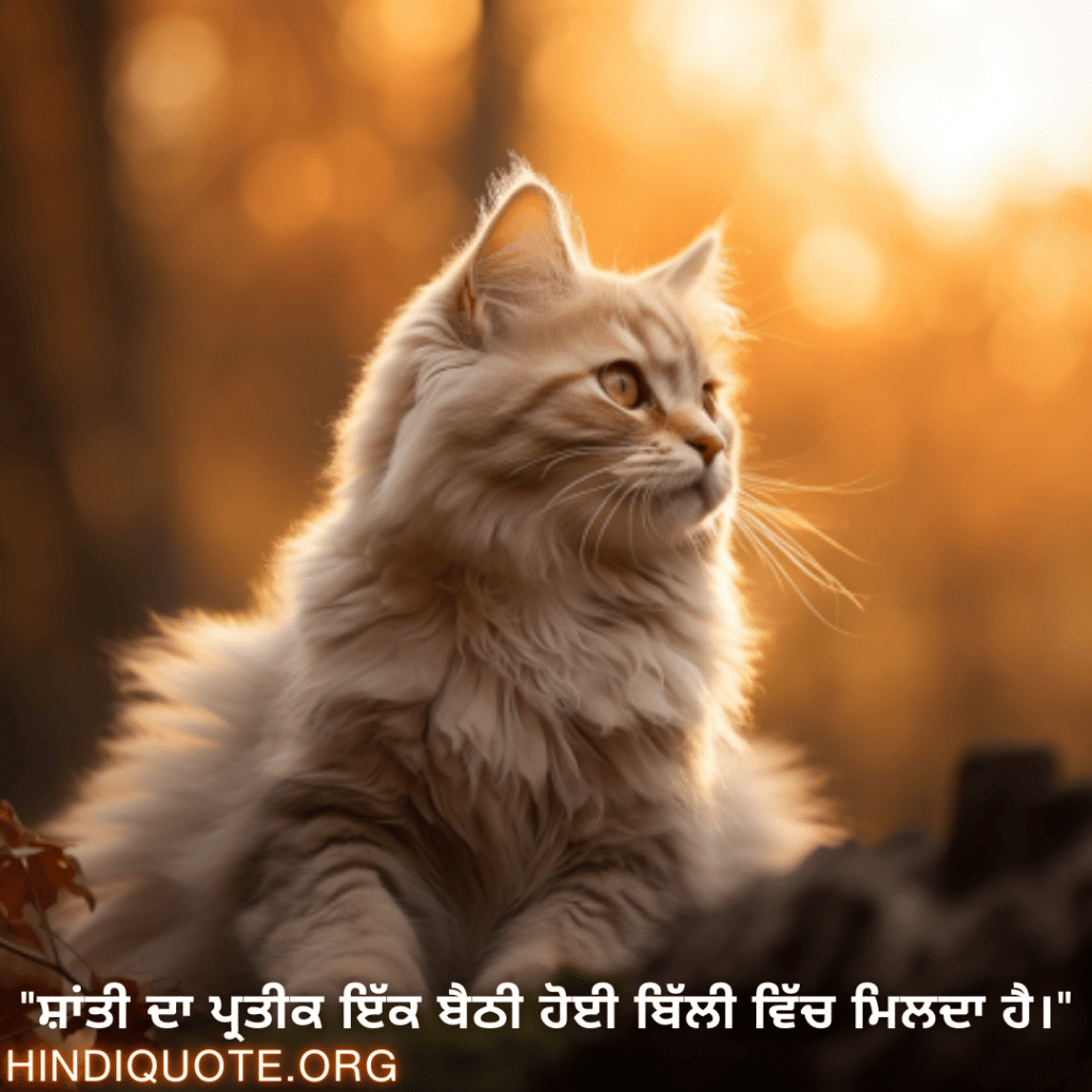 "ਸ਼ਾਂਤੀ ਦਾ ਪ੍ਰਤੀਕ ਇੱਕ ਬੈਠੀ ਹੋਈ ਬਿੱਲੀ ਵਿੱਚ ਮਿਲਦਾ ਹੈ।"